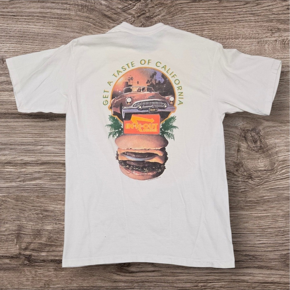 Vintage 1993 In-N-Out Burger T-Shirt Mens Large White California Graphic Tee